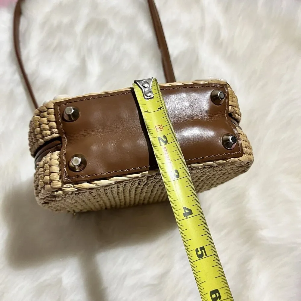 POOLSIDE x Dannijo Ariana “LOVE” Shell Rattan Circular Basket Handbag Purse